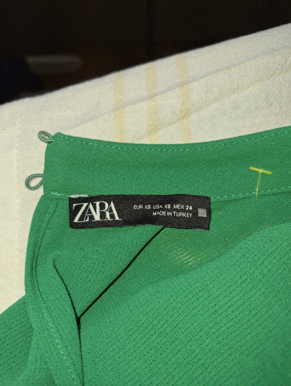 Zara Green Shift Dress 3/4 Sleeve Button Detail Mini Tunic Dress XS - Picture 3 of 7